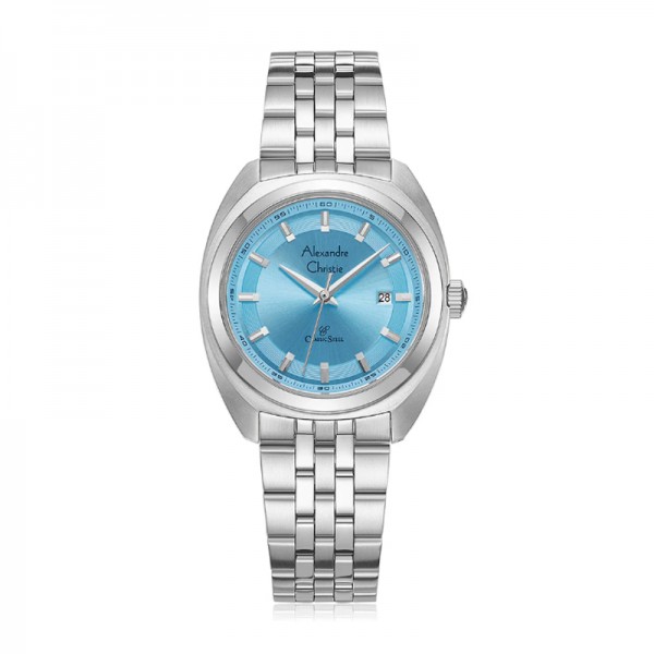 Alexandre Christie AC 8702 Silver Light Blue Steel Lady LDBSSLB